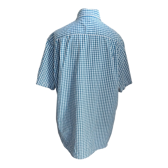 Denver Hayes Mens Blue and White Casual Button Down Shirt Size Med - Picture 2 of 6